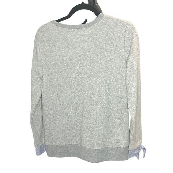 St. John's Bay Embroidered Floral Sweatshirt Women's XS Gray Blue Roses - Picture 3 of 8